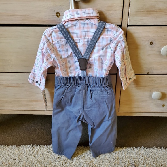 Carter's 3 Piece Shirt Bow Tie Pants Suspenders SET 6 Months NEW - Picture 4 of 4
